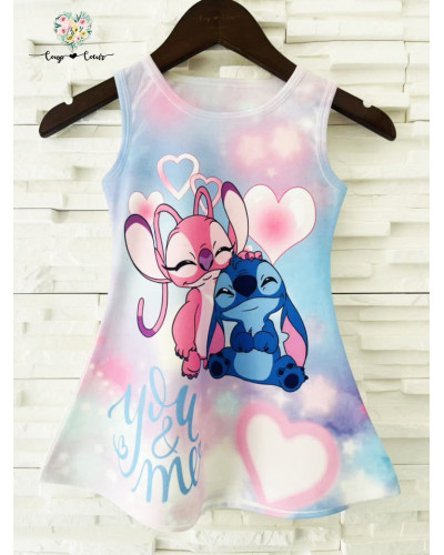 Robe Stitch bleu/rose "You & Me"
