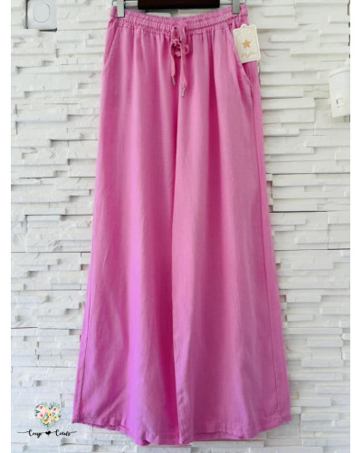 Pantalon fluide uni - Rose (jusqu'à un 42)