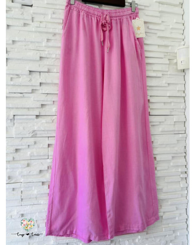 Pantalon fluide uni - Rose (jusqu'à un 42)