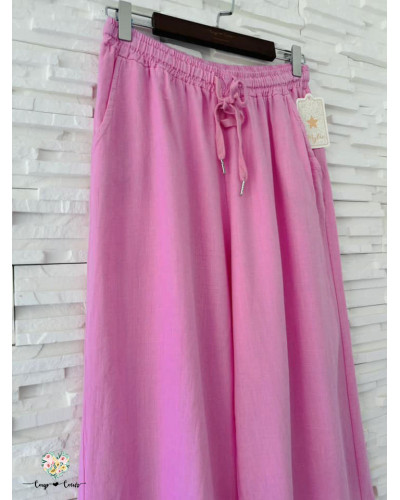 Pantalon fluide uni - Rose (jusqu'à un 42)