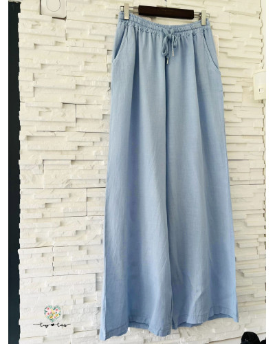 Pantalon fluide uni - Bleu clair (jusqu'à un 42)
