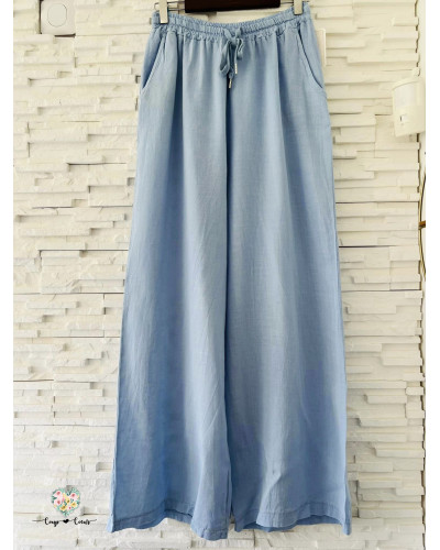 Pantalon fluide uni - Bleu clair (jusqu'à un 42)