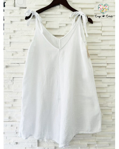 Combishort gaze de coton - Blanc (jusqu'à un 44)