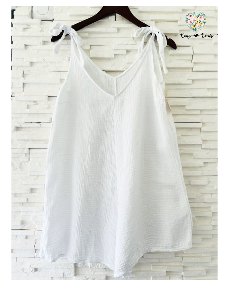 Combishort gaze de coton - Blanc (jusqu'à un 44)