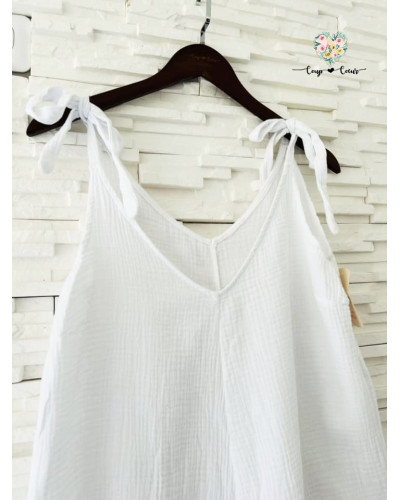 Combishort gaze de coton - Blanc (jusqu'à un 44)