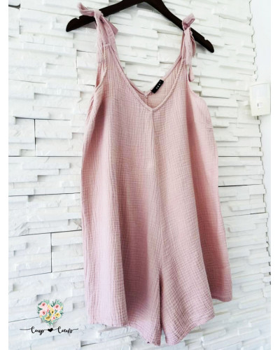 Combishort gaze de coton - Rose (jusqu'à un 44)