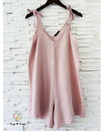 Combishort gaze de coton - Rose (jusqu'à un 44)