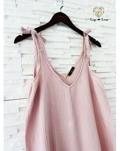 Combishort gaze de coton - Rose (jusqu'à un 44)