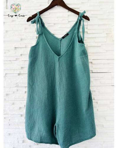 Combishort gaze de coton - Kaki (jusqu'à un 44)