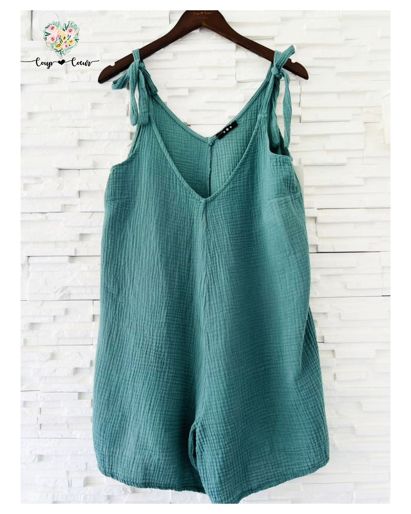 Combishort gaze de coton - Kaki (jusqu'à un 44)