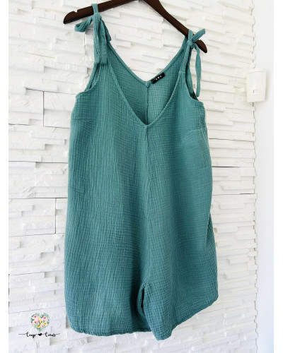 Combishort gaze de coton - Kaki (jusqu'à un 44)