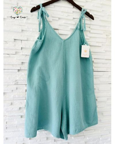 Combishort gaze de coton - Vert eau (jusqu'à un 44)