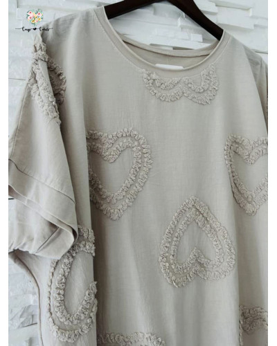 Haut coeur reliefs - Beige (jusqu'à un 46)