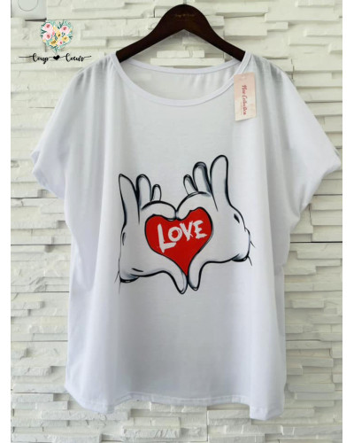 Haut fluide coton imprimé - Main Mickey (jusqu'à un 46)