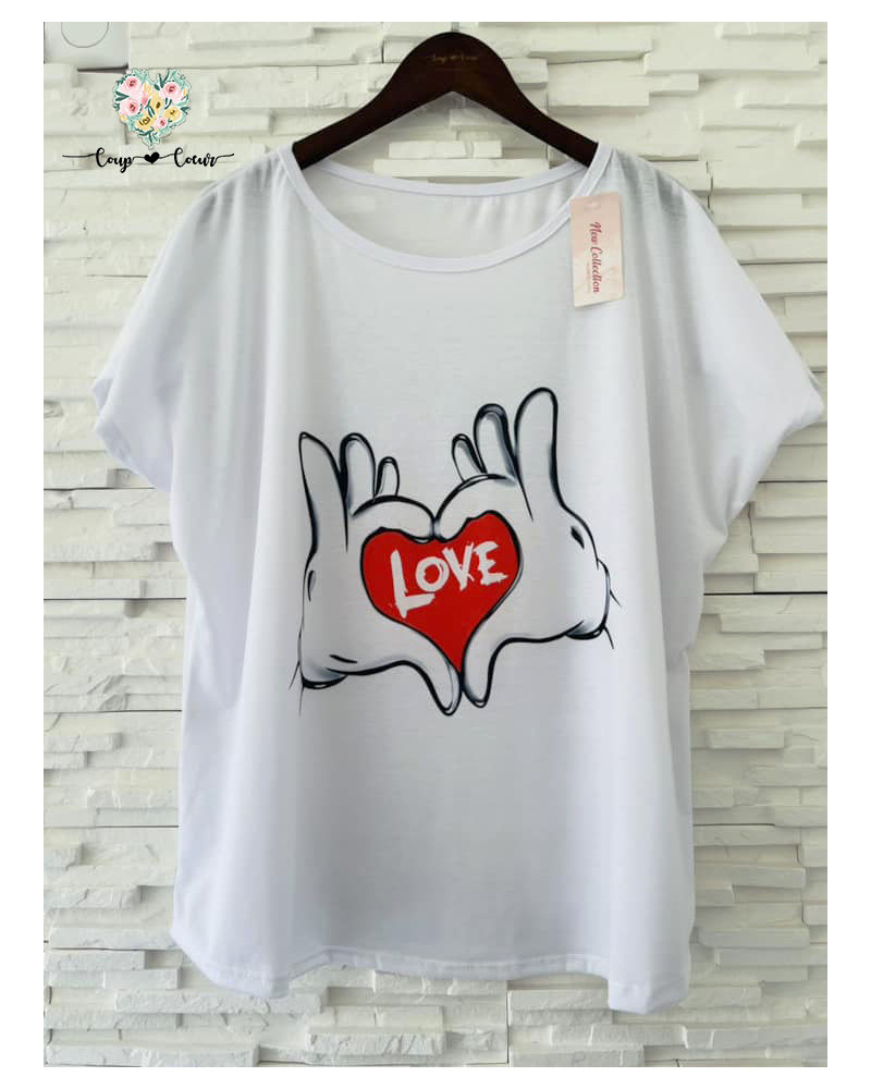 Haut fluide coton imprimé - Main Mickey (jusqu'à un 46)