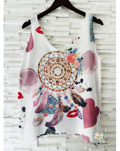 Débardeur maille imprimé - Attrape rêve (jusqu'à un 42)