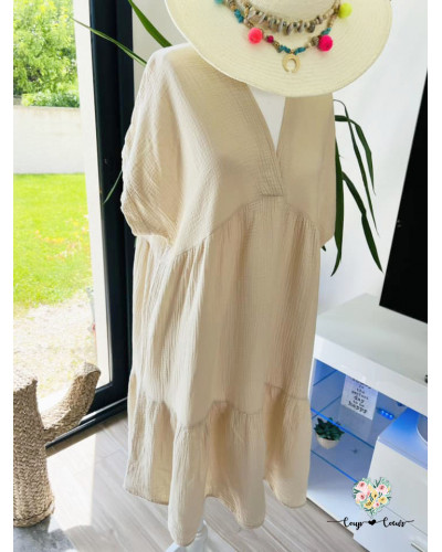 Robe gaze de coton unie - Beige (jusqu'à un 50)