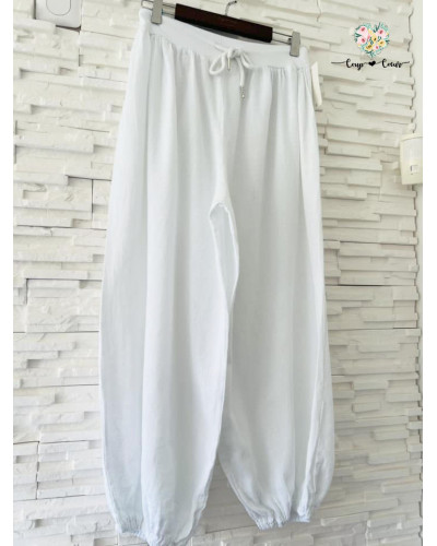 Pantalon sarouel uni - Blanc (jusqu'à un 48)