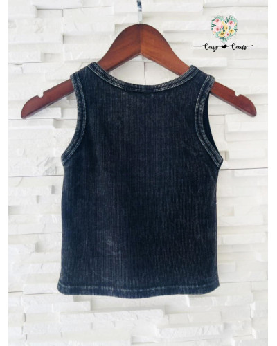 Débardeur coeurs rouge brodés - Noir