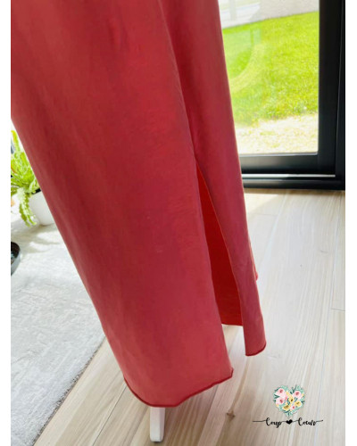 Robe longue "Mademoiselle en basket" - Corail (jusqu'à un 42)