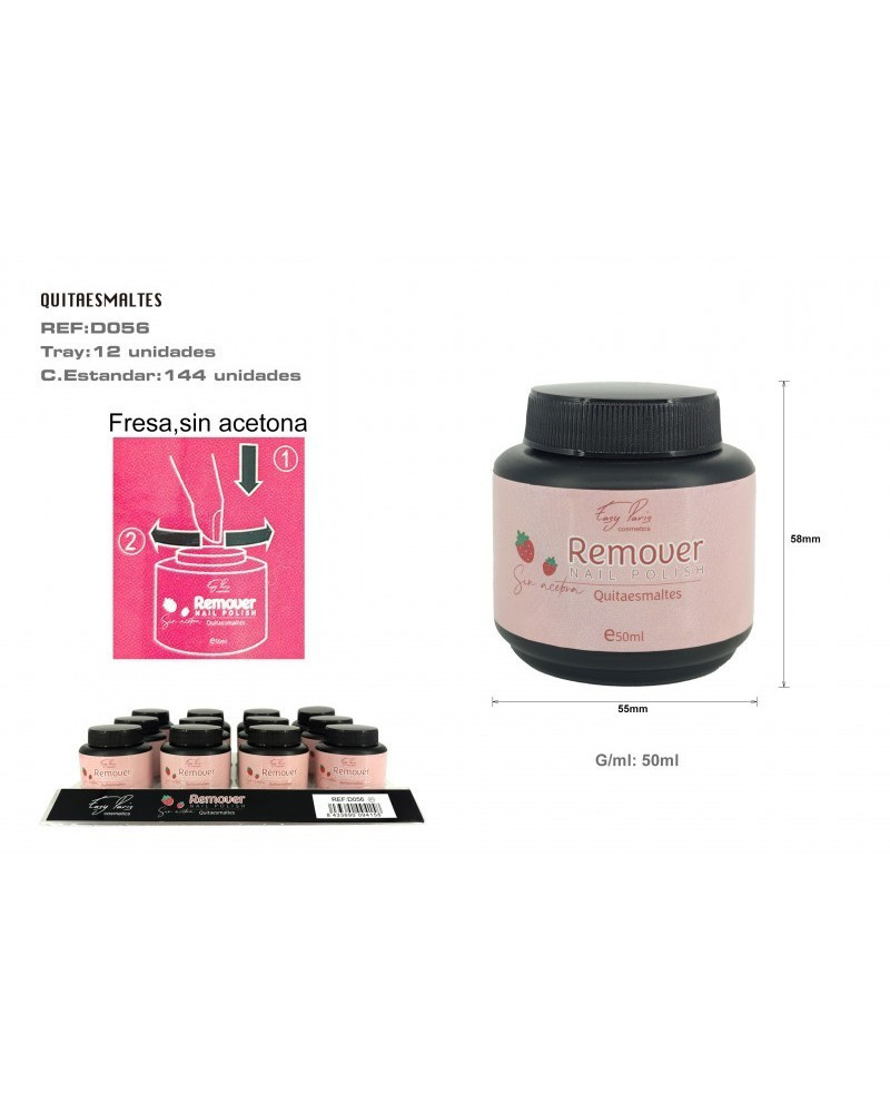 Dissolvant ongles sans acétone fraise