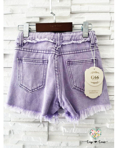 Short jean avec marguerrite - Lilas