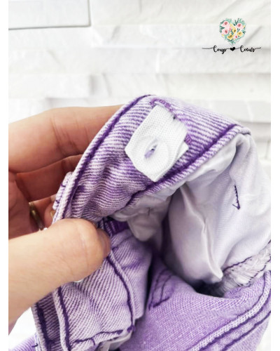 Short jean avec marguerrite - Lilas