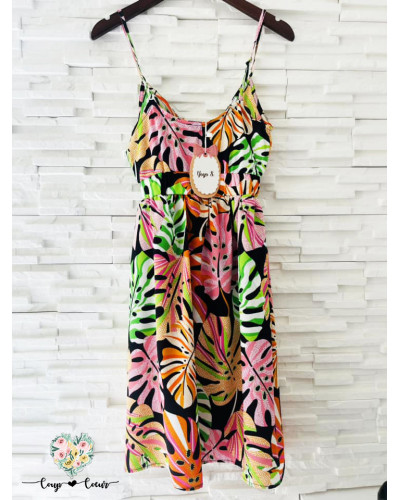 Combishort effet robe Tropicale - Noir