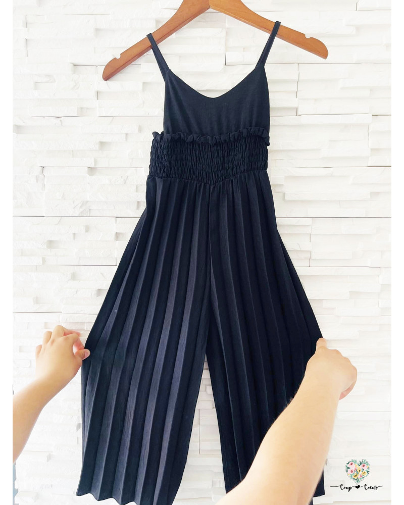 Combinaison fluide plissée - Noir