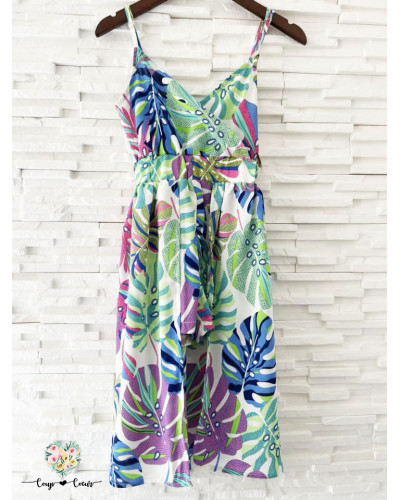Combishort effet robe Tropicale - Bleu