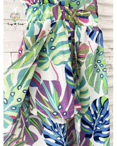 Combishort effet robe Tropicale - Bleu