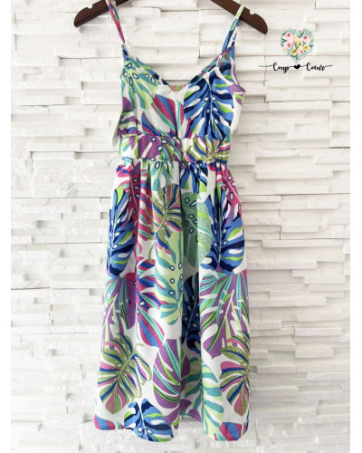 Combishort effet robe Tropicale - Bleu