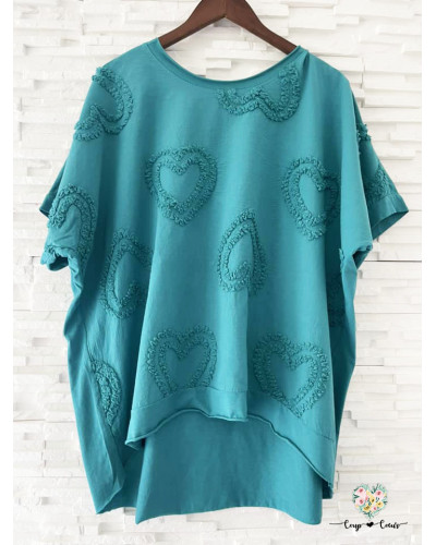 Haut coeur reliefs - Vert Canard (jusqu'à un 46)