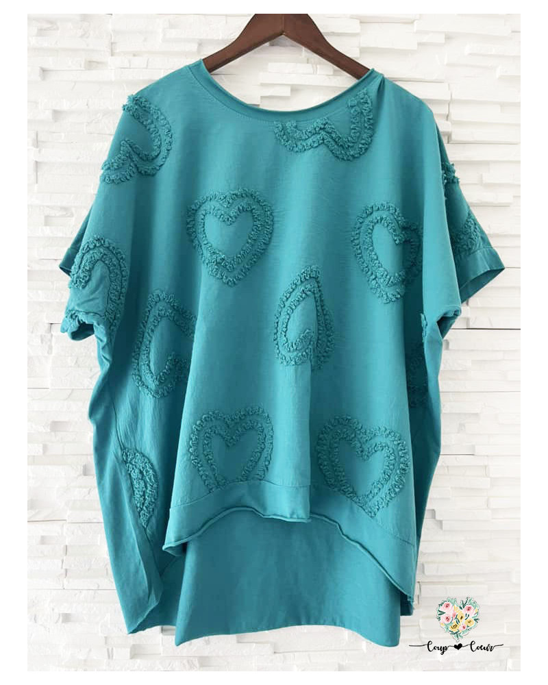 Haut coeur reliefs - Vert Canard (jusqu'à un 46)