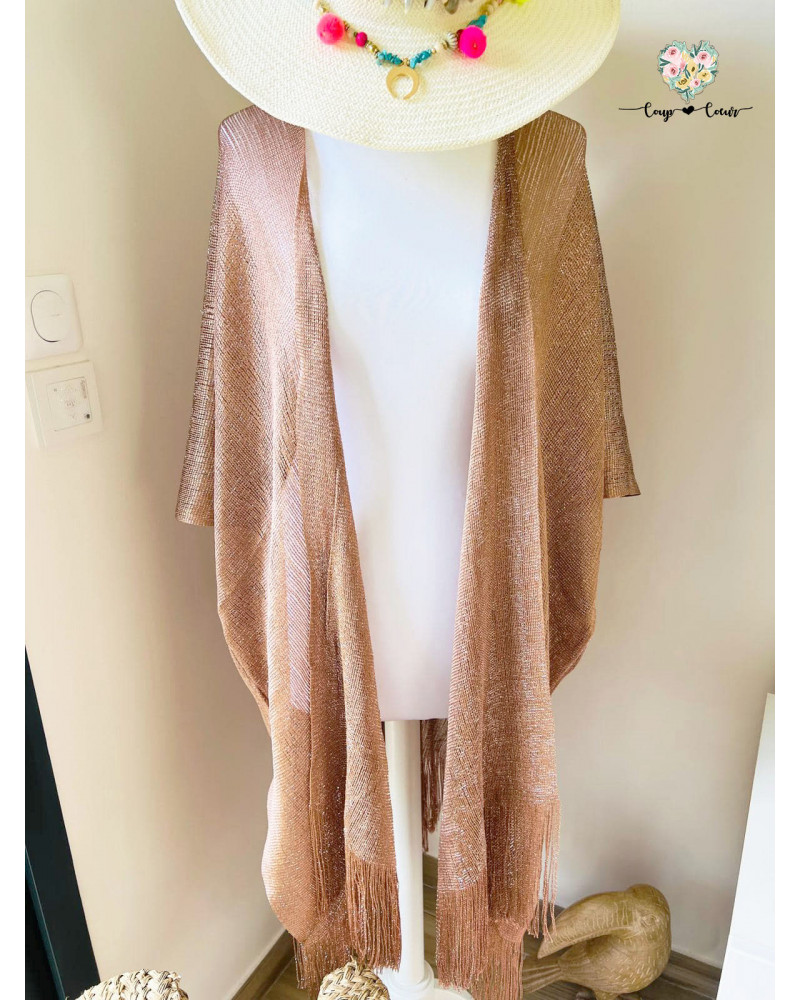 Pareo brillant à franges - Cuivré