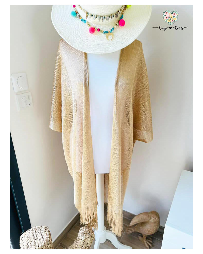 Pareo brillant à franges - Doré