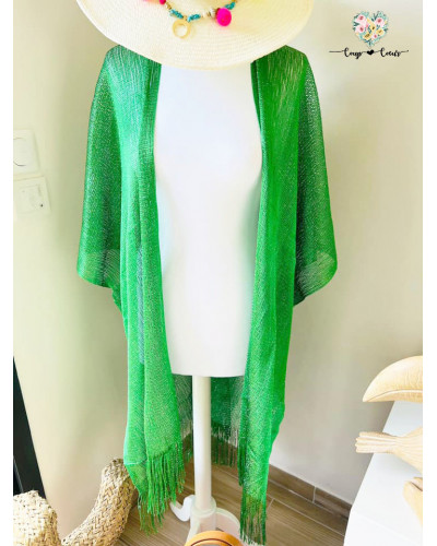 Pareo brillant à franges - Vert