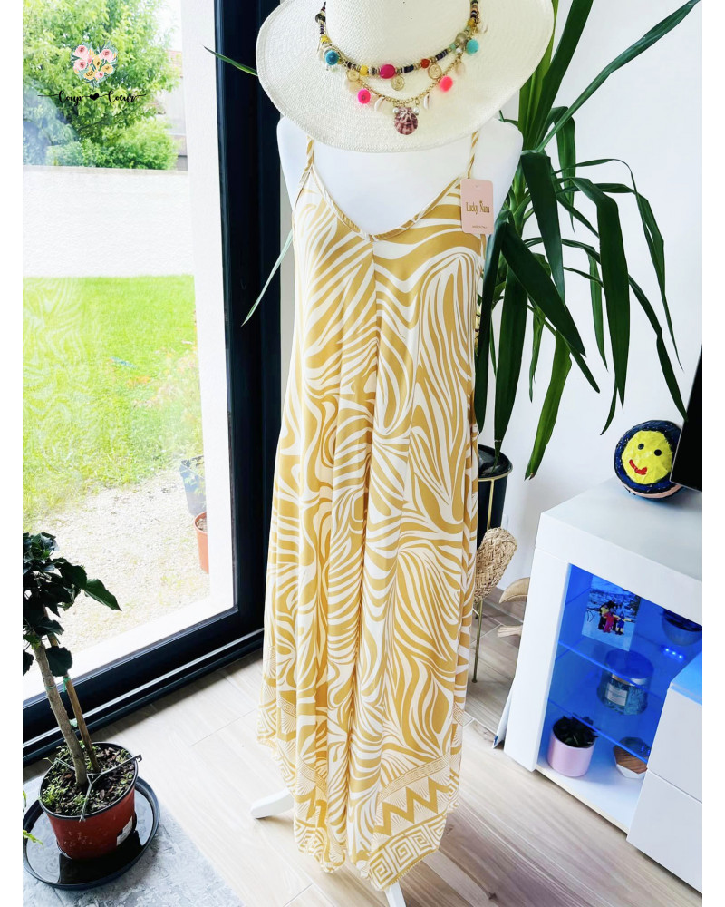 Robe longue vagues - Moutarde (jusqu'à un 48)