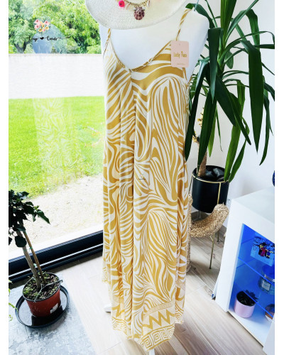 Robe longue vagues - Moutarde (jusqu'à un 48)