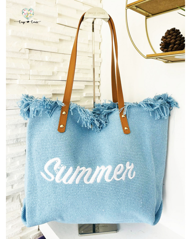 Sac plage SUMMER - Bleu ciel