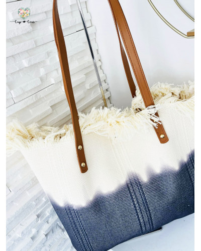 Sac plage bicolore - Bleu foncé