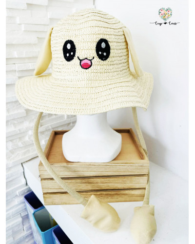 Chapeau enfant oreilles articulées (de 4 à 8 ans) - Beige Clair