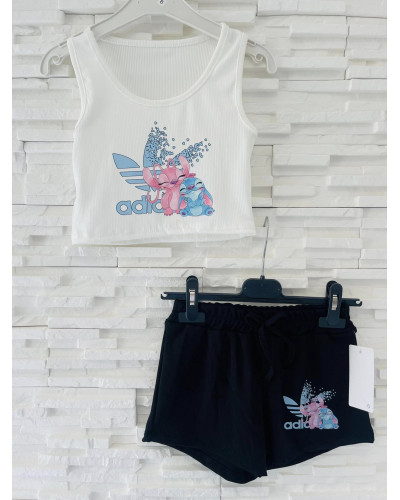Ensemble Short Stitch noir et blanc
