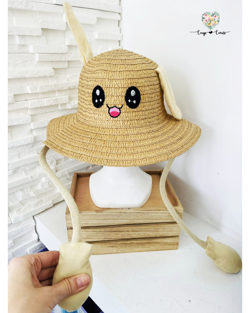 Chapeau enfant oreilles articulées (de 4 à 8 ans) - Beige Foncé