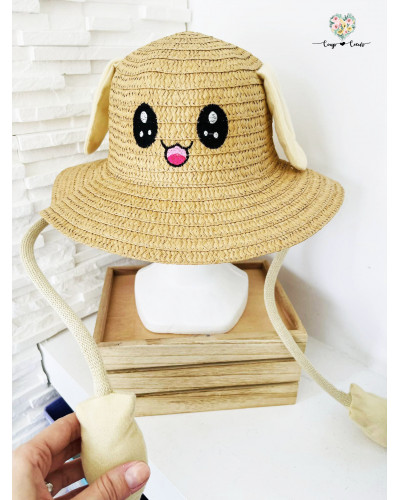 Chapeau enfant oreilles articulées (de 4 à 8 ans) - Beige Foncé