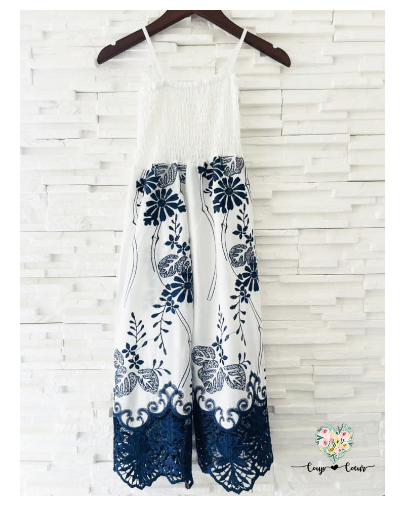 Combinaison dentelles bleu Romane