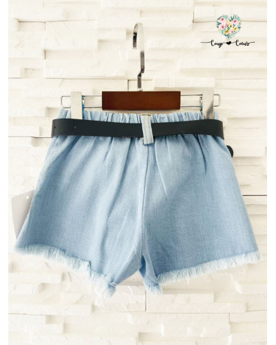 Short léger jean brillant argenté