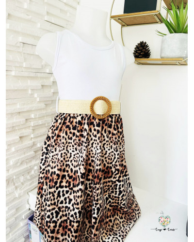 Robe longue léopard avec ceinture