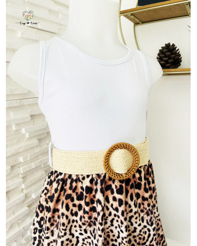 Robe longue léopard avec ceinture