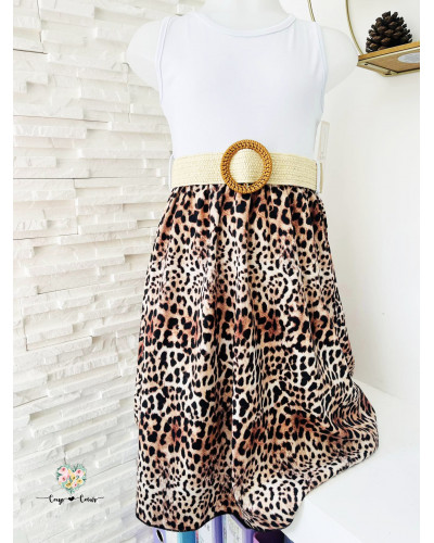 Robe longue léopard avec ceinture